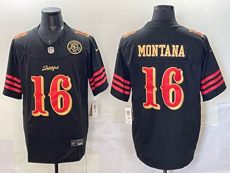 Men 2025 San Francisco 49ers #16  Montana black 5th generation Nike Limited NFL Jersey style  0014->san francisco 49ers->NFL Jersey